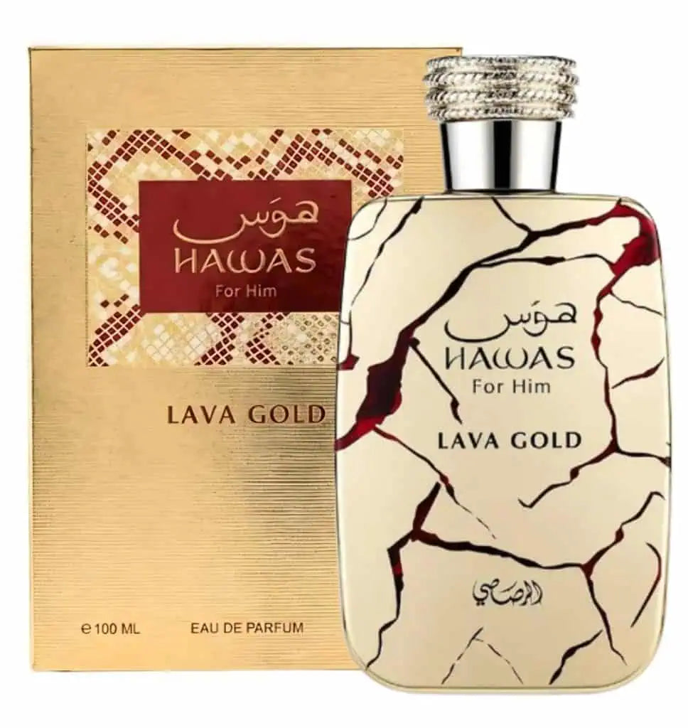 Rasasi Hawas Lava Gold Perfume Hombre 100ml caja embalaje original